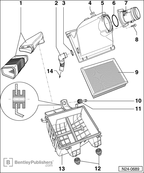 Detailed exploded views, such as the engine air filter assembly.