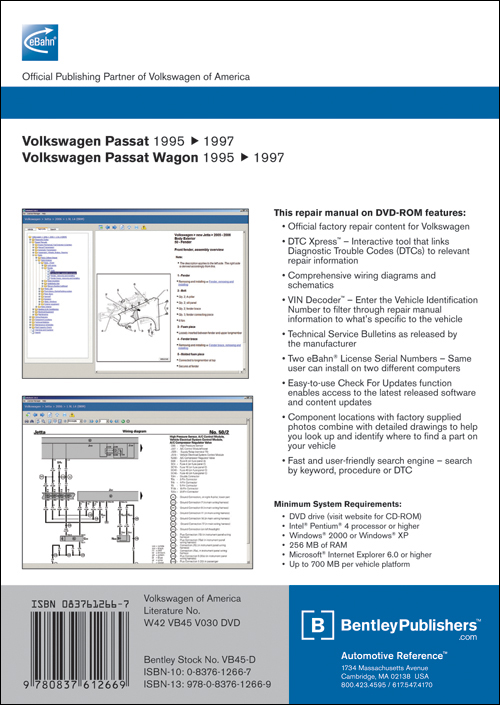  Volkswagen Passat, Passat Wagon: 1995 - 1997 Repair Manual on DVD-ROM back cover