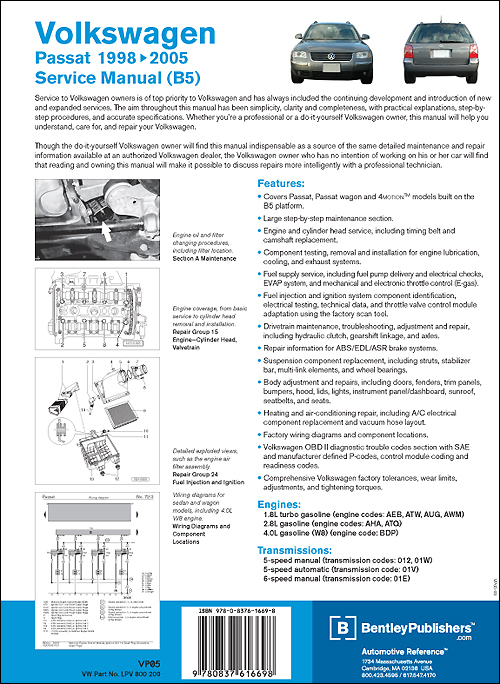 Volkswagen Passat Service Manual 1998-2005 back cover